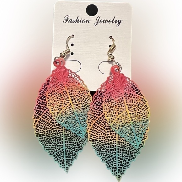 Leaf Drop Earrings (Multi-Color) - Picture 2 of 3